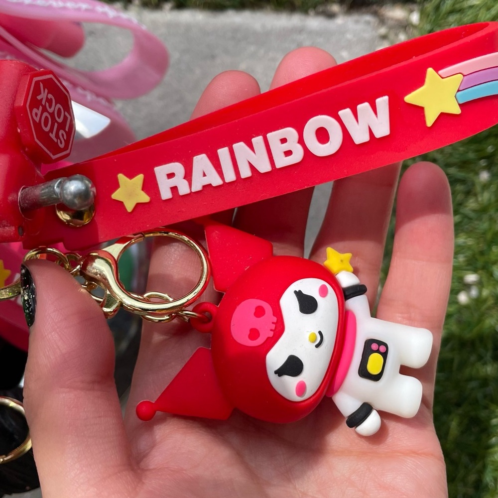 Rainbow Red and White Action Figure Keychain